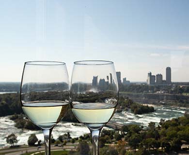 Two Wine Glasses Overlooking Falls